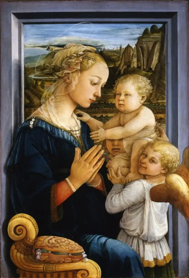 Мадонна с младенцем и двумя ангелами, Филиппо Липпи, 1460-65 гг. \ Фото: matthewmarks.com.