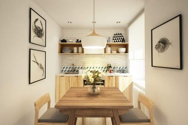 Маленькая кухня в дизайне квартиры 40 кв м