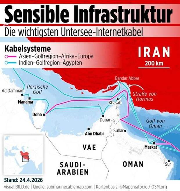 Цифровая блокада: Иран угрожает отключить страны Залива, перерезав подводные интернет-кабели