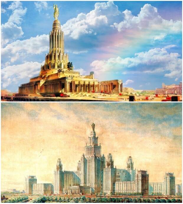 Поиски форм и наполнения от советского архитектора Бориса Иофана в создании Дворца Советов СССР. 