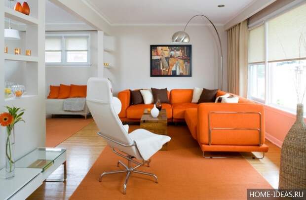 Оранжевый цвет в интерьере