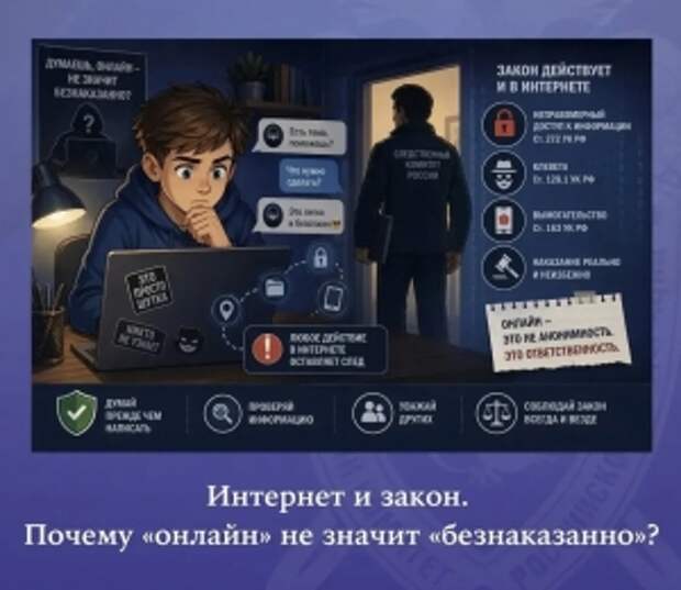 Следственное управление разъясняет: Интернет и закон. Почему «онлайн» не значит «безнаказанно»?