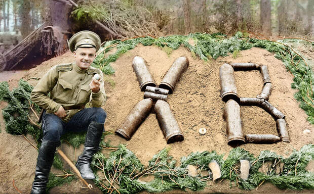36. Пасха на фронте, 1916 год время, россия, фотография, цвет