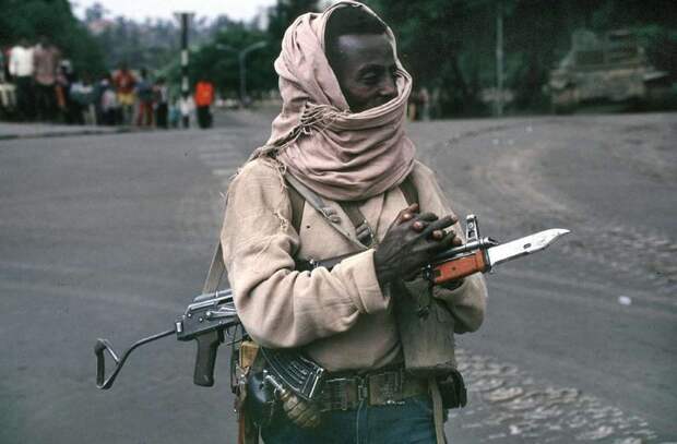 1991 A fighter with the Revolutionary Democratic Front of the Ethiopian People, pictured in Addis Abba.jpg