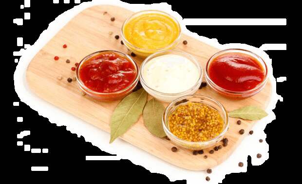 Соус. Слово заимствовано из французского языка — sause, которое в свое время происходит от латинского слова «salsa» — «соленый продукт».