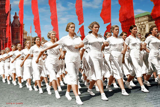 Soviet Athletes In Moscow, 1937