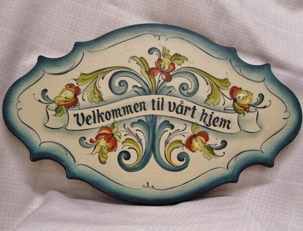 Lovely Telemark Style Rosemaled Greeting Plaque. $87.00, via Etsy.