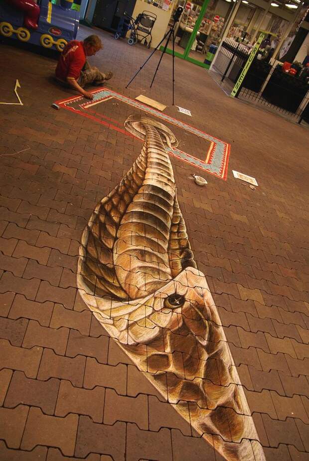 Реалистичные 3D рисунки на асфальте фото