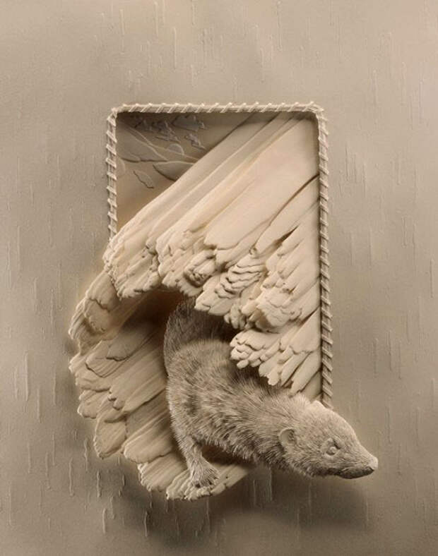 Бумажные скульптуры животных от Кэлвина Николлса. Фото