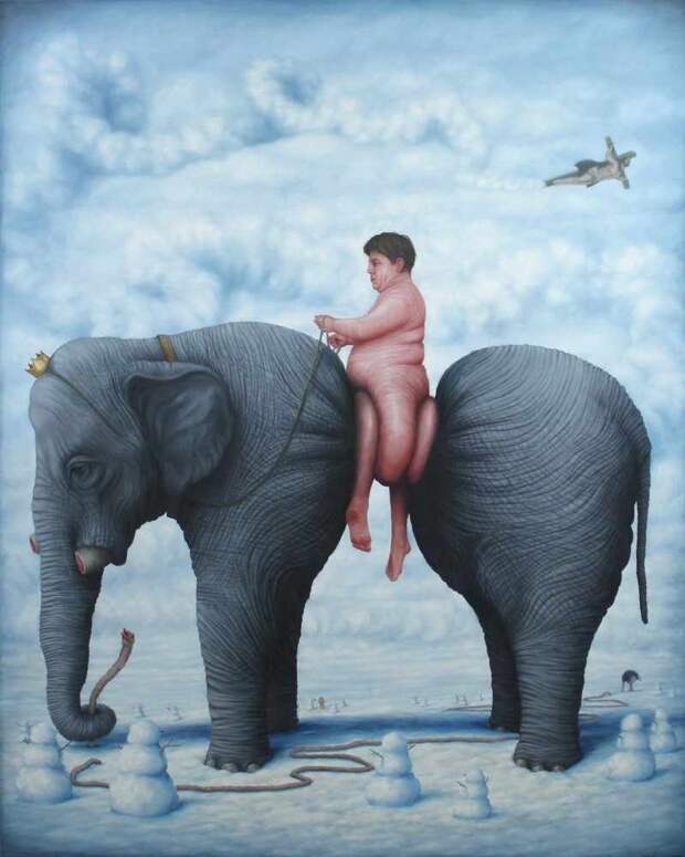 La cour des grands. Oil on canvas, 200 x 160 cm, 2015