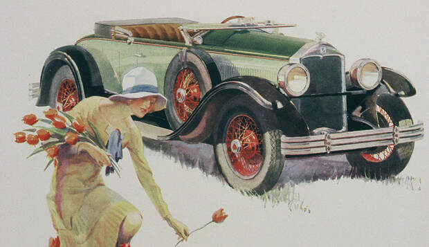 Эта цветная реклама "Бьюика" 1928 г. рисованная, но цвет реальный: ретро автомобили, ретро фото, фото