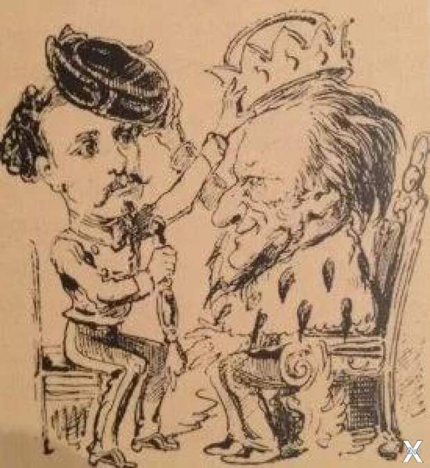 Людвиг и его кумир Вагнер, карикатура...