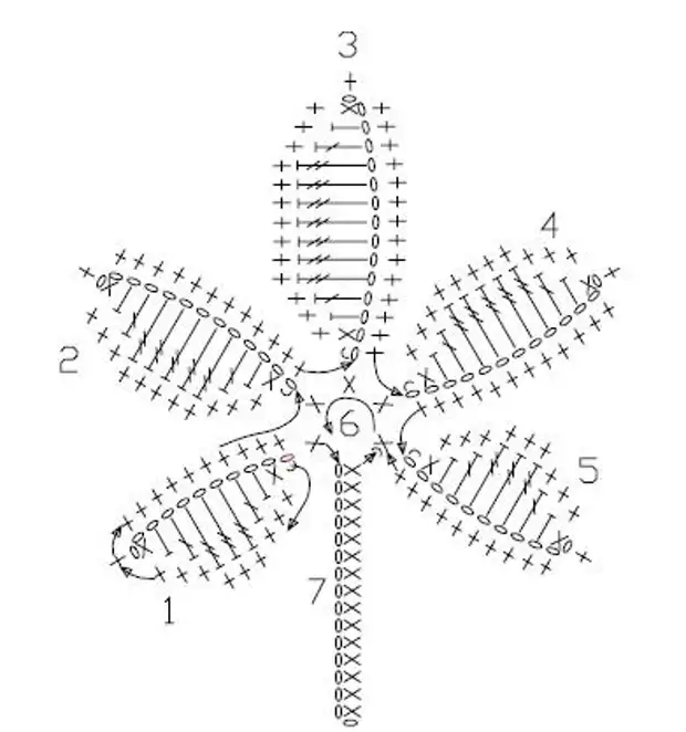 Схема вязания крючком листочки
