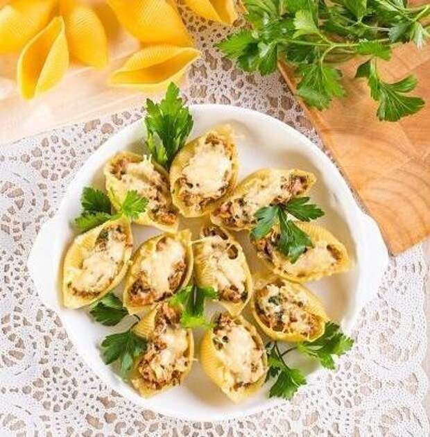 Ракушки с грибами