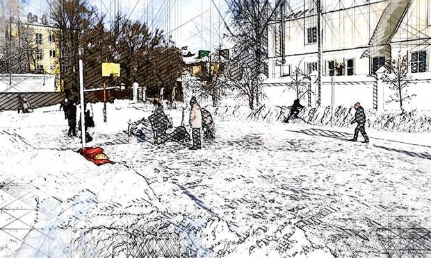 В Ливнах перед школой №6 учителя с учениками залили собственный каток