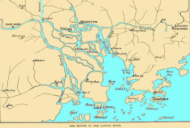 Карта устья Жемчужной реки у Кантона-Гуанчжоу - Первая опиумная война: у истоков | Военно-исторический портал Warspot.ru