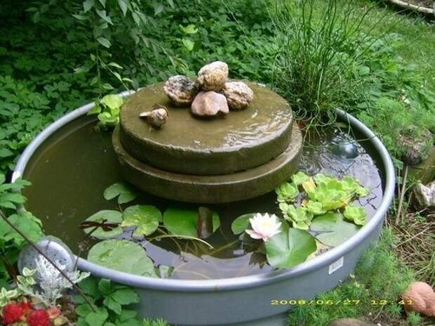 Миниатюрный водоем из старой бочки Миниатюрный водоем из старой бочки