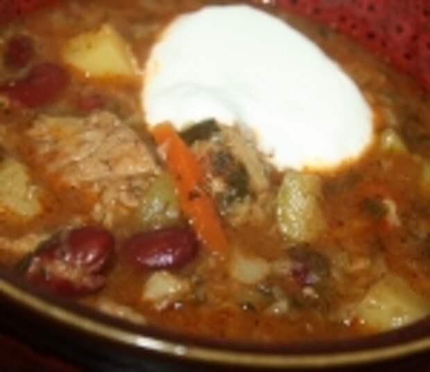 Рагу с говядиной, овощами и фасолью (очень похожее на чанахи) в мультиварке