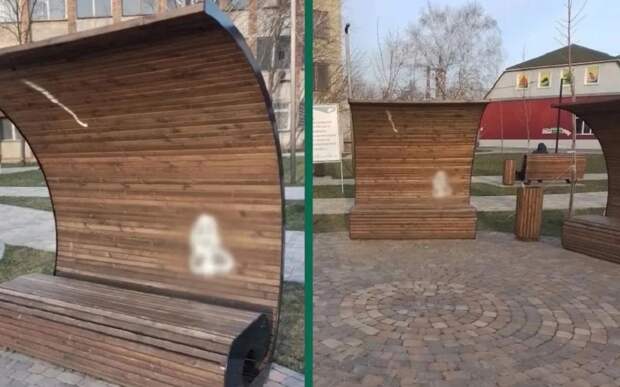 В Пронске вандалы изуродовали скамейку