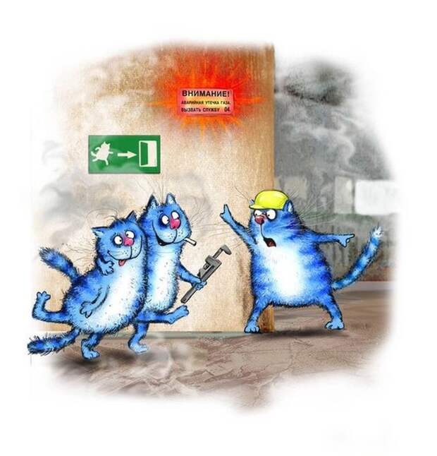 Синие коты художницы Ирины Зенюк кот, рисунок