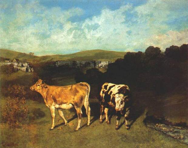 courbet white bull and blond heifer 1850-1. Курбе, Гюстав