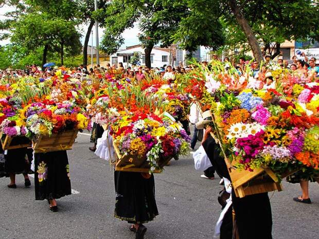 Шоу цветов Desfile de Silleteros в мире, достопримечательност, колумбия