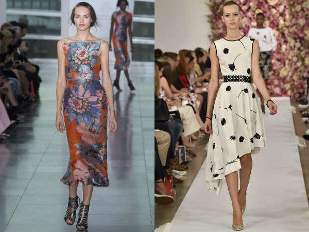 Цветочный принт модных платьев весна-лето 2015
