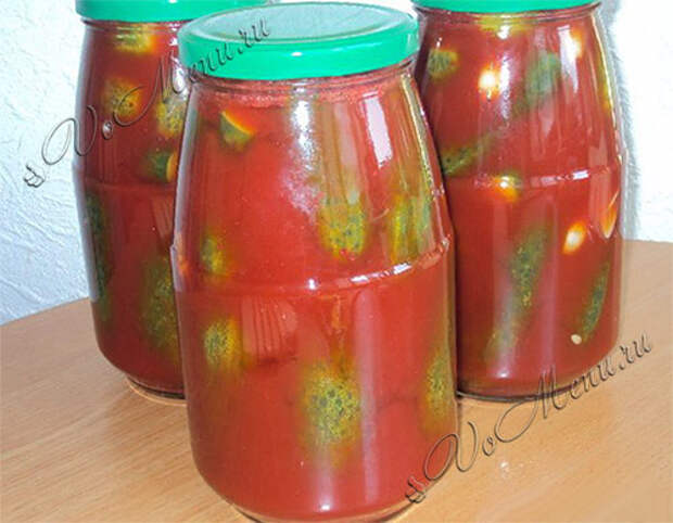 Огурцы с томатным соком на зиму