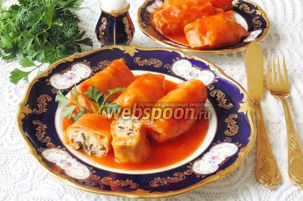 Фото Голубцы с курицей и грибами
