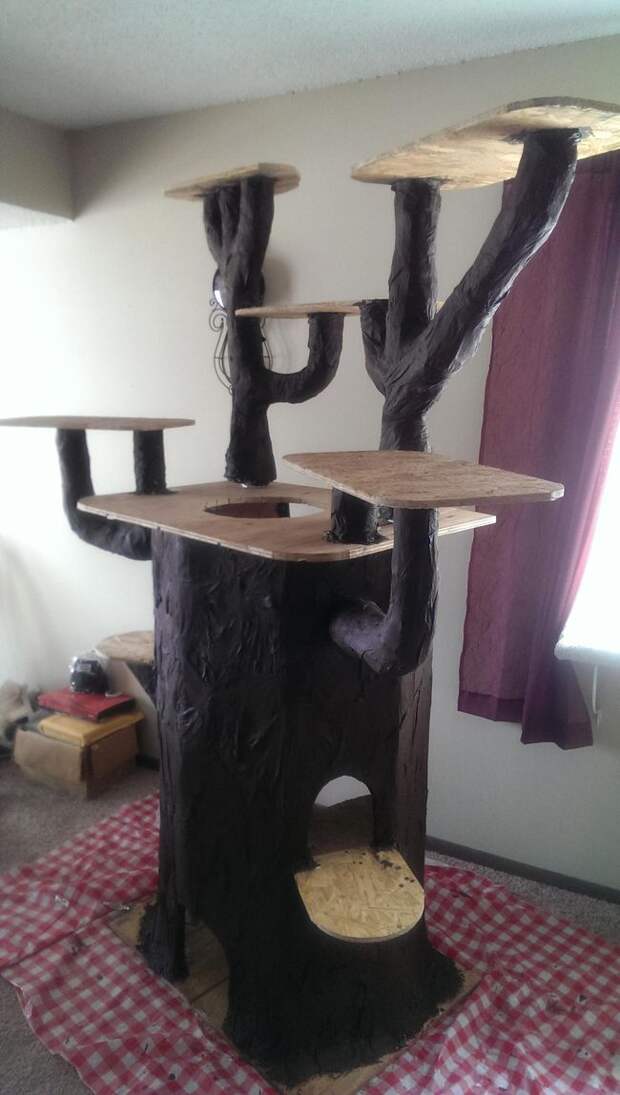 игровой домик для кошки, как построить игровой домик для кошки, игровой домик для кошки в виде дерева