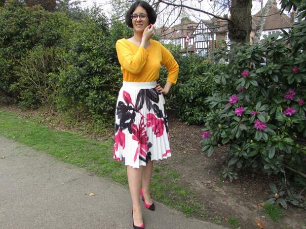 yellow top and floral skirt yellow top and floral skirt