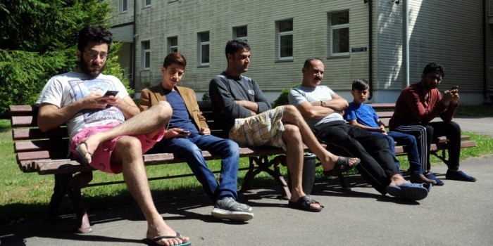 Беженцы в центре размещения «Муцениеки»