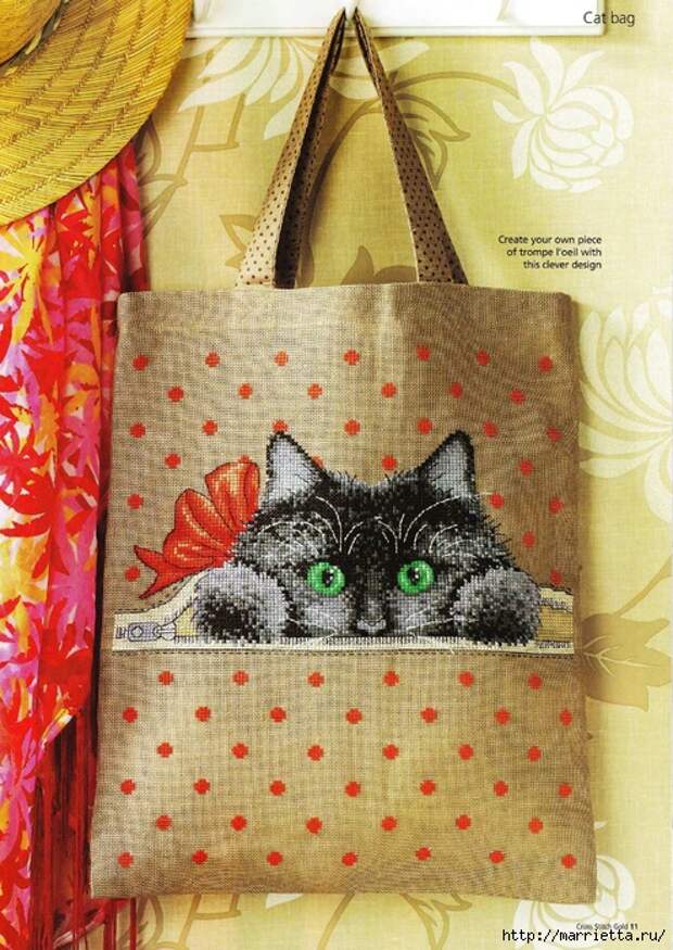 Хозяйственная сумка с котенком. Схема вышивки (1) (495x700, 379Kb)