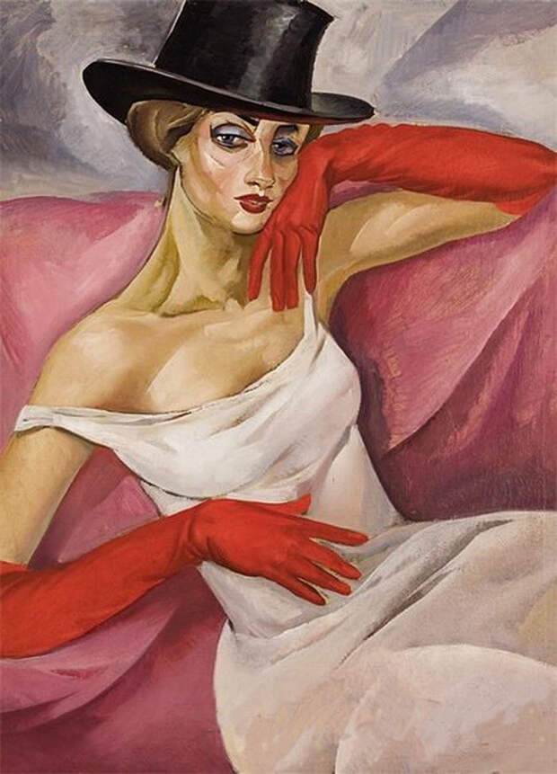 Борис Григорьев "Женщина в цилиндре", 1919г.