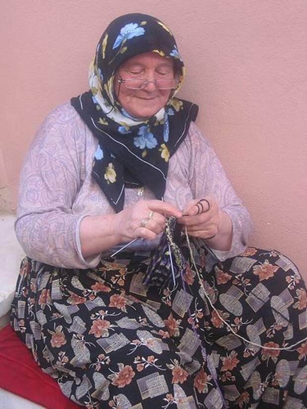 Woman Knitting socks