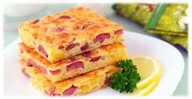 4. Пирог с сыром и сосисками еда, своими руками, сделай сам