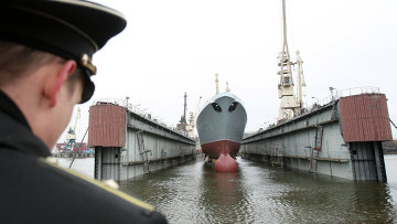 Спуск на воду головного фрегата ВМФ РФ Адмирал флота Сергей Горшков. Архивное фото