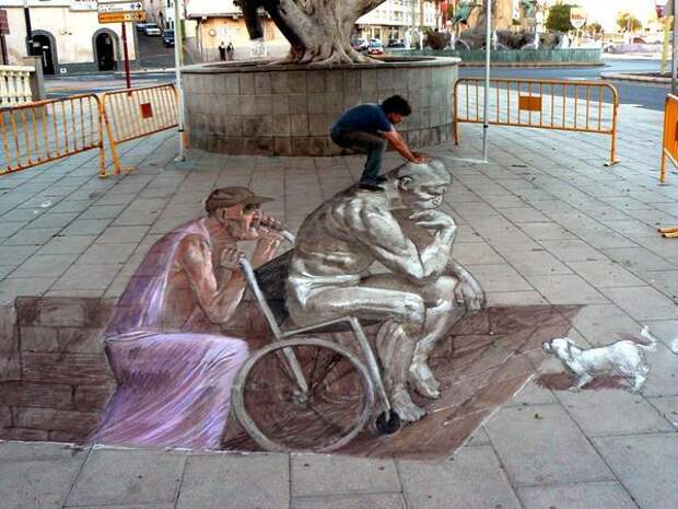Реалистичные 3D рисунки на асфальте фото