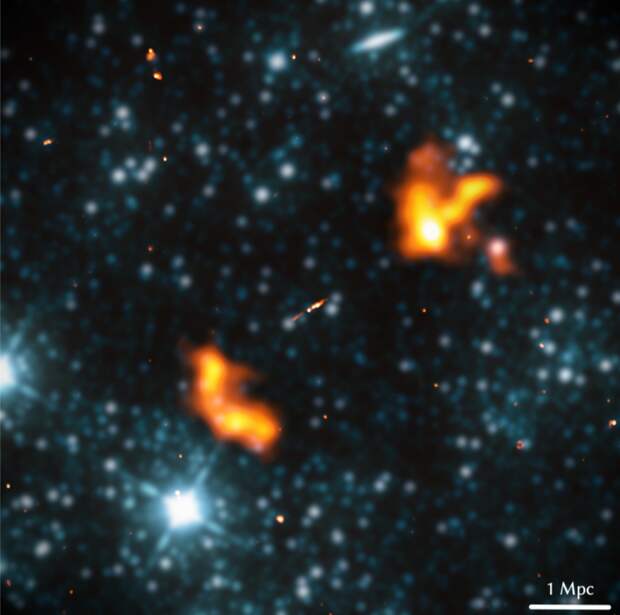 Астрономы нашли крупнейшую радиоструктуру у активной галактики