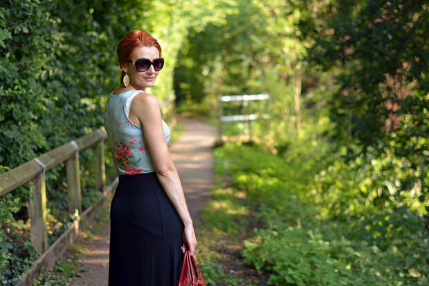 Black maxi, floral tank, strappy flats | Not Dressed As Lamb