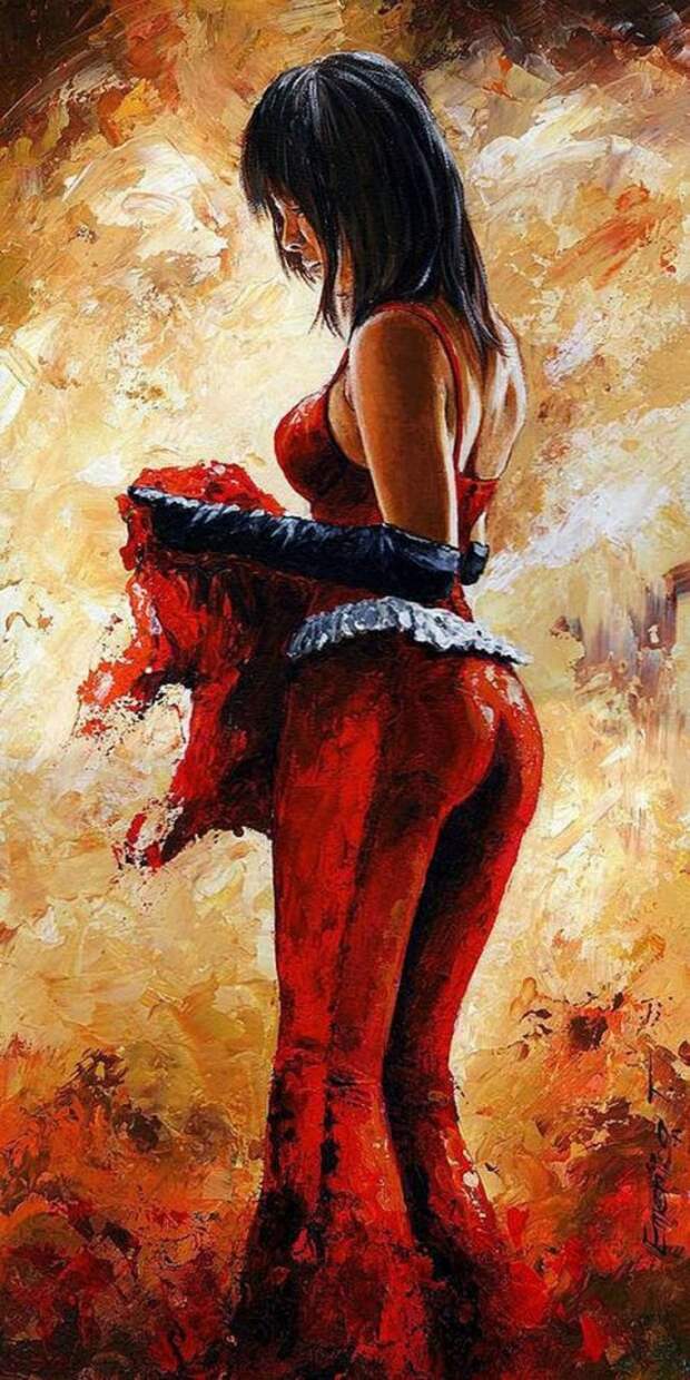 Lady in red от венгерского художника Имре Тота.