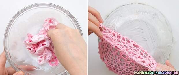 Как сделать вазочку из вязаной салфетки (8)