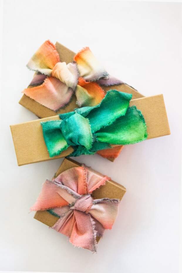 Tie dye банты для упаковки подарков (Diy)