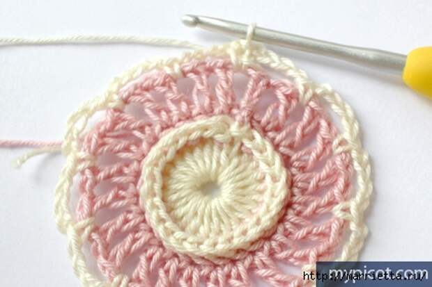 Красивый узор крючком для вязания пледа или покрывала (4) (421x281, 101Kb)