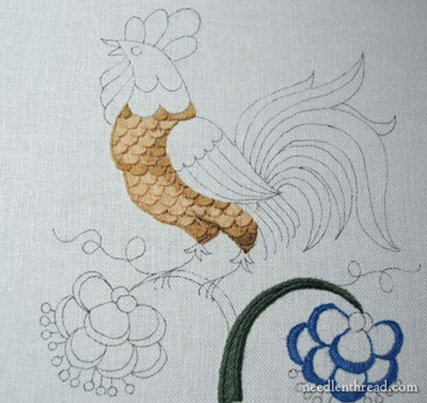 Crewel Work Embroidery: Rooster
