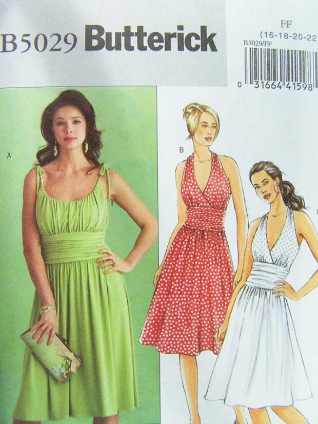 Butterick B5029 Sewing Pattern - Women's Gathered Bodice Dress, Bridesmaid Halter Dress with Flared Skirt, Easy Sewing Plus Size Pattern