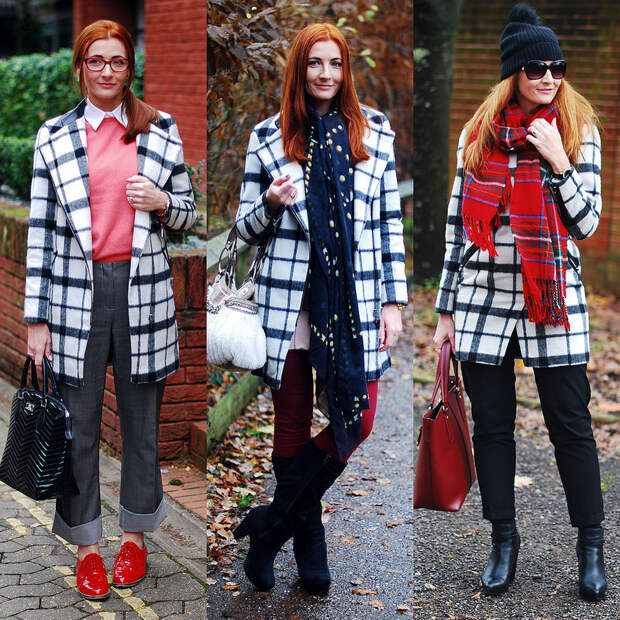 3 ways to wear a black and white check coat | Not Dressed As Lamb