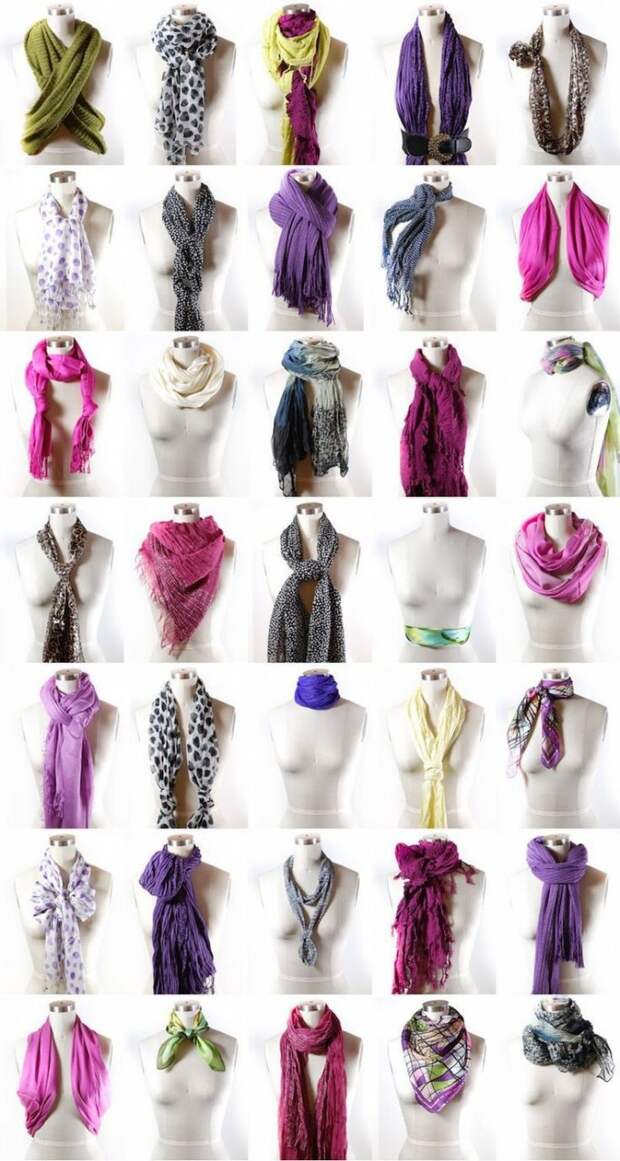 16. 100500 способов завязать шарф девушки, мода, одежда, стиль, шпаргалка