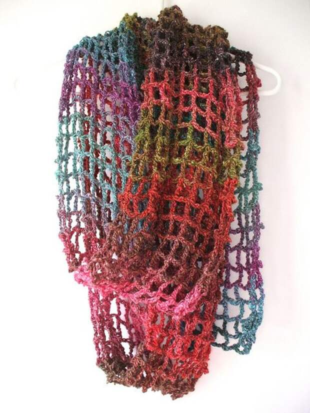Crochet mesh scarf
