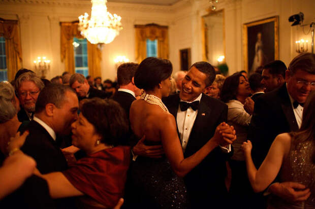 President Barack Obama And First Lady Michelle Obama Dance At The Governors Ball
